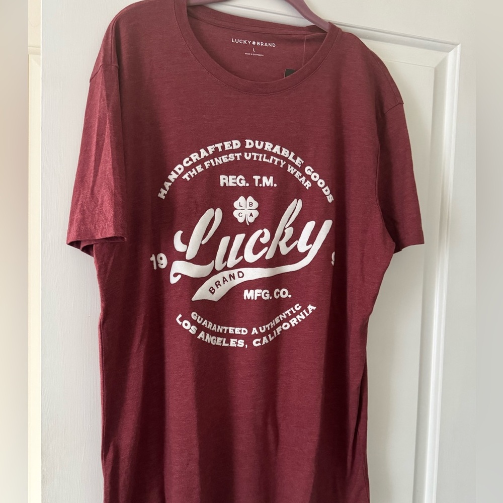 Lucky Brand Men's Burgundy Graphic Tee